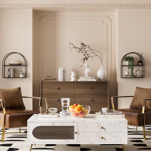 Crofy 2-Tier Arched Wall Shelf with Black Frame & Transparent Shelves - Image 5