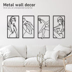 Bakovity Black Metal Bathroom Wall Art, Minimalist Woman Line Wall Decor, Metal Wall Decor for Bathroom Bedroom Living Room (4 Pcs,17 x 9 in) - Image 5