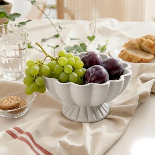 Pedestal Decorative Bowl Home Decor, 8" Footed Ruffle Fruit Bowl - Image 6