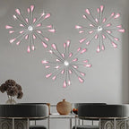 DXYAKY Set of 3 Pink Metal Starburst Wall Art Decor, Rhinestone Crystal Home Decor Accents, 11.8 Inch Decorative Wall Hanging Diamond, Jeweled Sparkle Wall Sculptures for Living Room Bedroom by DXYAKY