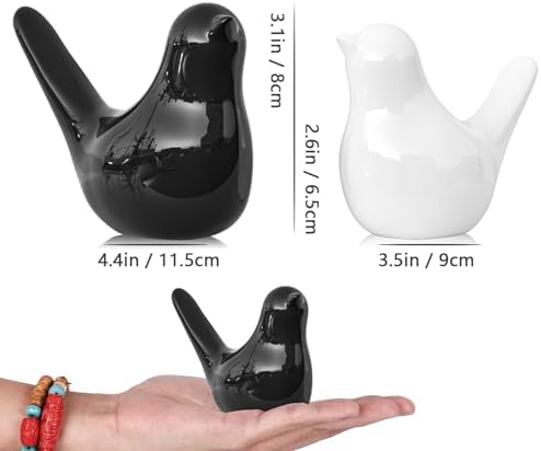 Small Black White Ceramic Bird Statue and Sculpture for Home Decor Accents,Modern Animal Ornaments for Living Room,Bedroom,Coffee Table Centerpiece,Bookshelf,Cabinets,Cute Knick Knacks for Shelves - Image 3