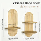 Boho Wall Shelf Set of 2, Wooden Arched wall Shelves for Plants & Decor - Image 2