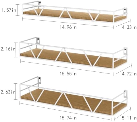 Floating Shelves Set of 3, Wood Wall Shelf, Farmhouse Shelf for Bedroom - Image 3