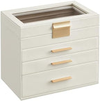 SONGMICS Jewelry Box Organizer, 4-Layer Storage with 3 Drawers, Glass Lid by SONGMICSbySONGMICSHOME