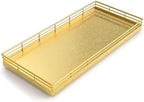 Oak Bathroom Toilet Tank Tray, 13" Wood Toilet Paper Storage Basket Back of Toilet Basket Organizer, Vanity Tray for Perfume Makeup Candle Kitchen Counter Coffee Table Decor, Gold - Image 2
