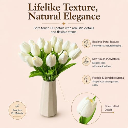 Mandy's 20pcs Artificial Pure White Tulips - Image 2