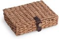 Decorative Box with Lid, Wicker Storage Basket, Water Hyacinth Woven Decorative box for Shelf, Coffee Table, Console Table, Home Decor (Large) by LOHONER