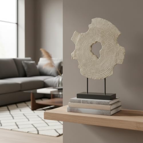 Modern Abstract Decorative Sculpture, Dining Living Room Desk Decor,Geometric Home Decor Statues,Shelf Top Decor Aesthetics, Wood Grain White - Image 6