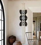 Macrame Wall Hanging Black White Modern Wall Art Geometric 11.8"W*64"L by FLBER