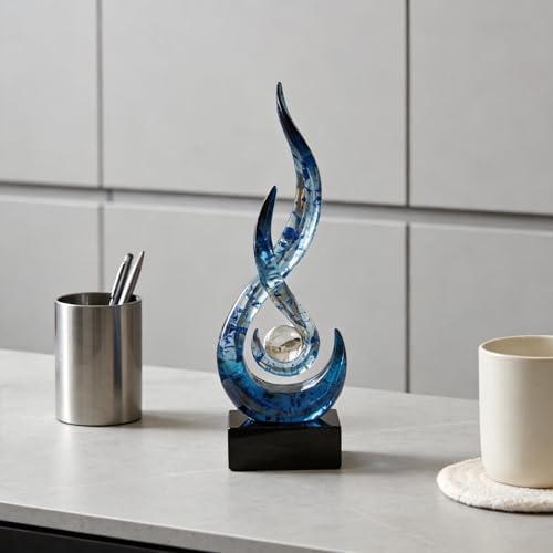 Modern Abstract Art Table Decoration,Resin Flame Statue Modern Centerpiece Ornaments for Living Room Great Gift Idea Home Decor,Collectibles (Blue foil) - Image 7
