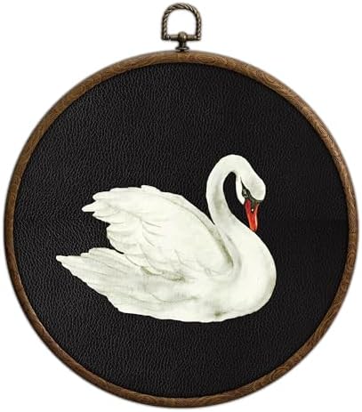 Vintage Swan Wall Art, Swan Decor, Printed Canvas Wall Hanging for Bedroom Kitchen Home Office, Round Wall Decoration, Bedroom Wall Decor, Living Room Wall Art, Circular Wall Hanging with Hooks,10 by Unknown