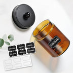 Amolliar Amber Glass Apothecary Jars Qtip Holder w/Metal Lids,Black 6pc - Image 4