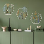 Peryiter 3Pcs Metal Flower Wall Decor Minimalist Floral Hanging, Beige Gold - Image 4
