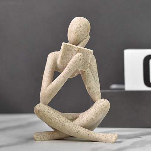 Jinkoozz Gold Reading Women Statue, Thinker Sculptures, Abstract Art Ornament, Modern Aesthetic Figurine Decoration, Suitable for Home Living Room Bedroom Office Shelf Table Desk Bookshelf Decor by Jinkoozz