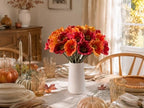Mandy's 30 Stems Red and Orange PU Poppy Artificial Flowers - Image 5