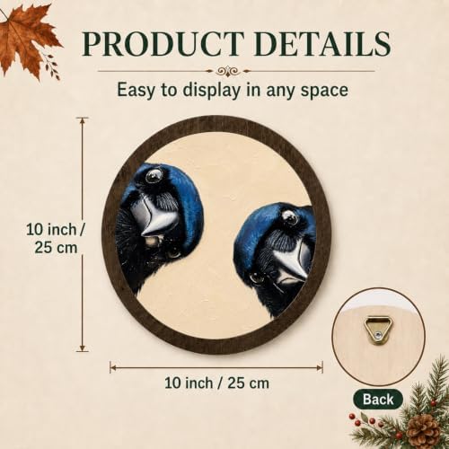 Whimsical Blue Crow Bird Round Framed Wall Art - Image 7