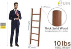 FUIN Blanket Ladder, 57in Rustic Wood Decor Rack, Fully Assembled, DK.Brown - Image 4