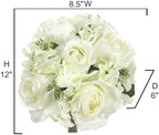 Admired by Nature 4 pcs 9 Stems Faux Hydrangea Rosa Flower Bouquet, Fake Flowers for Bride Bridesmaid, Centerpieces Artificial Flower Arrangement Home Décor, Cream Green - Image 2
