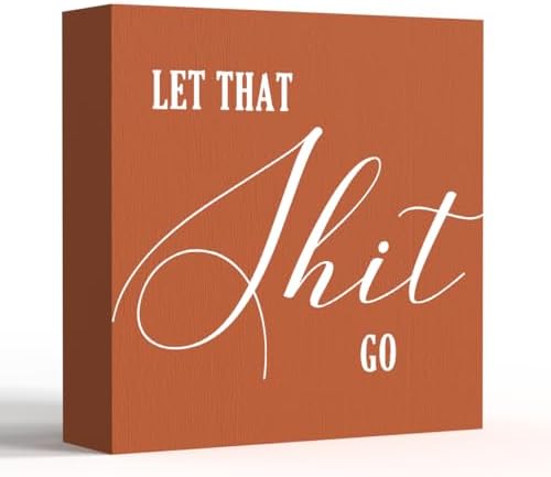 Funny Bathroom Sign, Orange Wood Box Decor for Half Bathroom, Humorous Farmhouse Shelf & Desktop Sign for Home or Office by ENGVZ