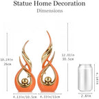 2 PCS Orange Gold Ceramic Statues For Home Decor Accents, Modern Abstract Art Sculptures, Elegant Tabletop Decorative Objects For Dining Room, Entryway, Tv Stand, Mantel, Coffee Table Centerpieces - Image 3
