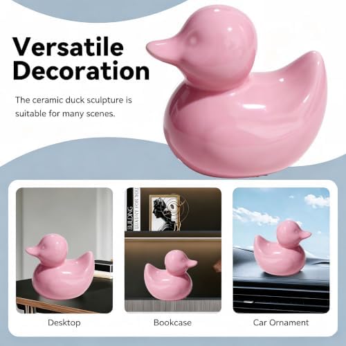 Pink Ceramic Duck Figurines, Mini Ducks Statues for Computer Decor, Desk - Image 4