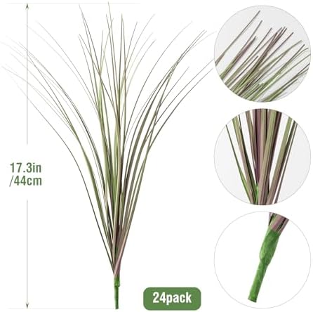 Ttranewsoo Artificial Purple Fountain Grass for Outdoor Planters, 24 Pcs 16.5 Inch Purple Green Faux Fall Grass, Artificial Plants and Greenery for Porch Pots, Patio and Seasonal Home Decor - Image 2