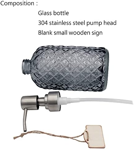 16oz Diamond Pattern Glass Soap Dispenser with Rust Resistant Pump - Image 4