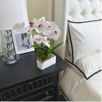 Artificial Real Touch Orchid Flowers with White Ceramic Vase, White - Image 6