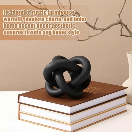 Yalikop 3 Link Wood Knot Decor Rustic Table Shelf Accents, Black - Image 4