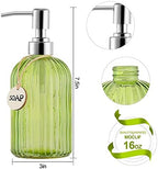 MOCLIF 16 OZ Soap Dispenser，Tempered Glass Clear Vertical Stripe with 304 Rust Proof Stainless Steel Pump Refillable Liquid Hand Soap Dispenser，for Bathroom, Kitchen, Dish Soap，Lotion (Green) - Image 2
