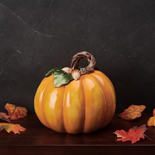Fitz and Floyd Harvest Halloween Pumpkin Ceramic Figurine, 7.5 inch - Image 4