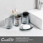 CERBIOR Bathroom Accessories Set, 4 PCS Glass Bathroom Set,Black Grey - Image 7