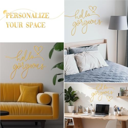 Hicarer Metal Hello Gorgeous Wall Art Minimalist Gold Wall Decor - Image 3