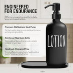 MOMEEMO Glass Soap Dispenser with Stainless Steel Pump, Black & White - Image 2