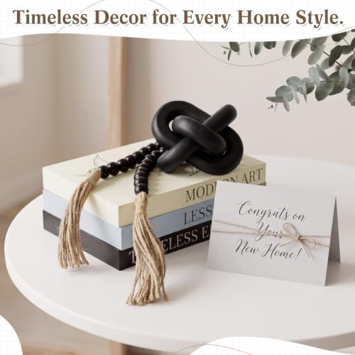 Capoda 5 Pcs Decorative Books with Wooden Knot Bead Garland,Blue,Modern - Image 6
