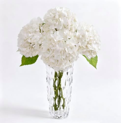 4 PCS White Hydrangea Artificial Flowers, Latex UV Resistant Fake Flowers by Unknown