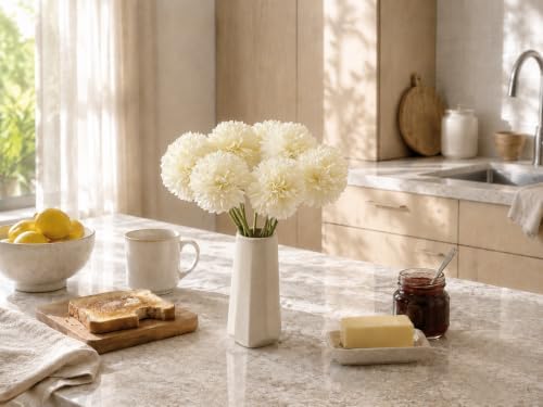 Mandy's 12pcs Artificial Ivory Ball Chrysanthemum Flowers - Image 5
