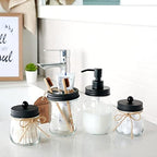 Amolliar Mason Jar Bathroom Accessories Set, 4Pcs Glass Bathroom Set, Black - Image 6