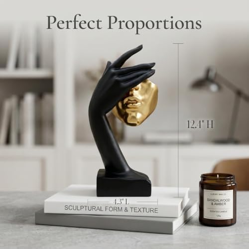 See No Evil Gold Resin Bust Sculpture, Abstract Shelf Decor - Image 3