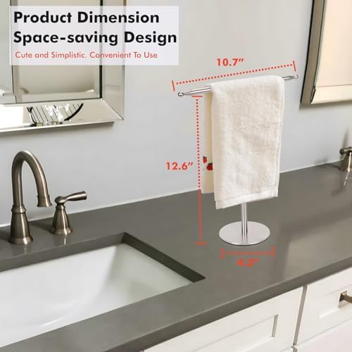 Hand Towel Holder Stand for Bathroom Vanity Countertop Stainless Steel T-Shape Free Standing Towel Rack Stand Towel Bar for Bathroom Kitchen (Brushed Nickel) - Image 6