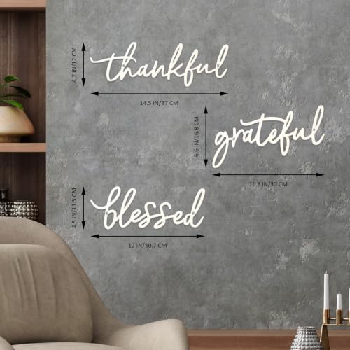 3 Pieces Thankful Grateful Blessed Letter Sign Metal Wall Decor - Image 4