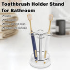 Toothbrush Holder Stand for Bathroom, Metal Toothbrush Organizer with Marble Base, Toothbrush Storage Collection for Family, Suitable for Home Hotel Countertop Vanity (Small, Chrome Finish) - Image 3