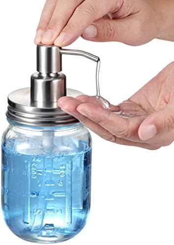 Amolliar Mason Jar Bathroom Accessories Set(4 Pack) - Lotion Soap Dispenser&Qtip Holder Set&Toothbrush Holder-Rustic Farmhouse Decor Apothecary Jar Bathroom Countertop,Vanity Organize (Brushed Nickel) - Image 2