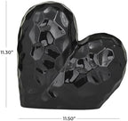 Deco 79 Porcelain Ceramic Heart Decorative Sculpture Dimensional Angled Origami Inspired Home Decor Statue, Accent Figurine 12" x 6" x 11", Black - Image 6