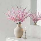 Artificial Cherry Blossom Branches 27.6In Silk Cherry Blossom Branches Long Stem Artificial Flowers for Tall Vase, for Home Decor, Weddings Decor, Parties & Festival Gifts 8PCS ，Pinkish White - Image 5