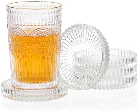 Modern Clear Coaster Set of 5- Glass Coasters for Drinks, Crystal Clear by Unknown