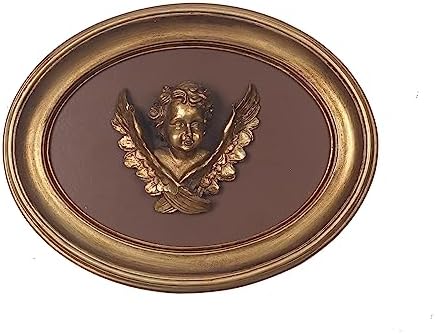 S-MANTIS Vintage Wall Sculpture, Antique Pediment, Hallway Wall Art, Hand Painted Wall Decoration With Intricate Cherub Wings Centerpiece, Gallery, Unique Gift (Antique Gold- Cherub) by S-MANTIS
