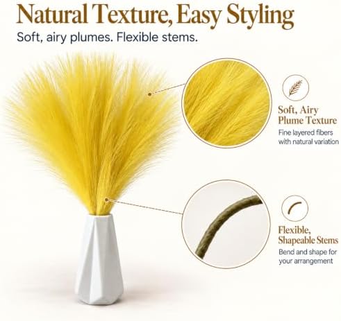 Mandy's 20 Yellow Silk Pampas Grass Bouquet - Image 4