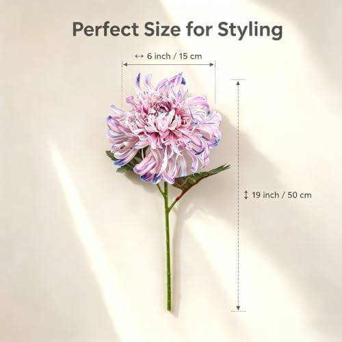 Artificial Chrysanthemum Silk Flowers, 6 Large Bloom Stems 19 Inch - Image 2