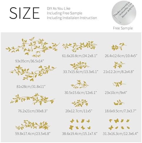 Gold Metallic Wall Decals Peel and Stick Large Wall Stickers Large Sketch Minimal Line Transfer for Women Living Room, Bedroom Decor, Gold Vines - Image 3